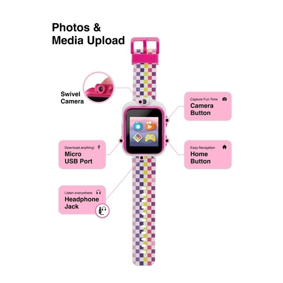 🌈 iTech Junior Girls Earbuds & Smartwatch Set - Rainbow Checker - Picture 3 of 6